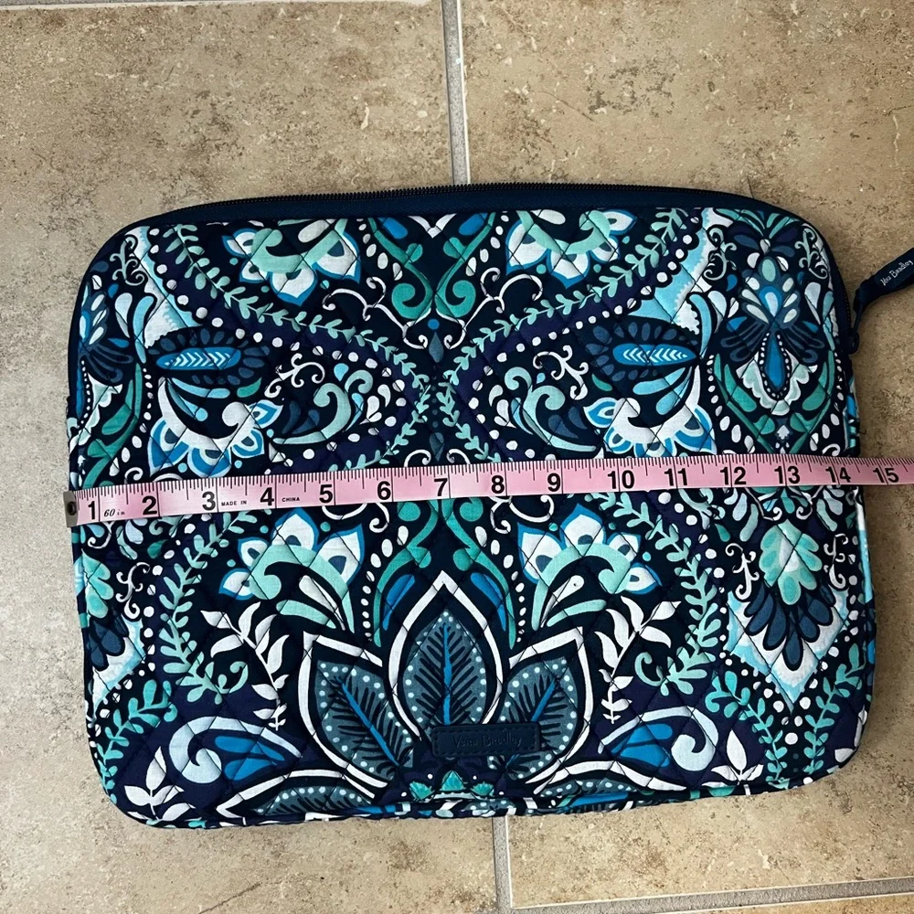 Vera Bradley Vibrant Blue and Green Patterned Laptop Sleeve